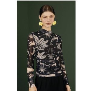 Farm Rio- NWT- B&W Cerrado Sky Blouse